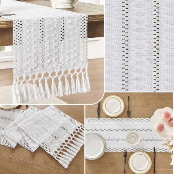 Deco-Chemin De Table blanc lin