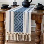 Chemin de table Bohème Bleu et Blanc