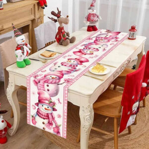 chemin de table bonhomme de neige rose