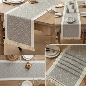 chemin de table chevron gris