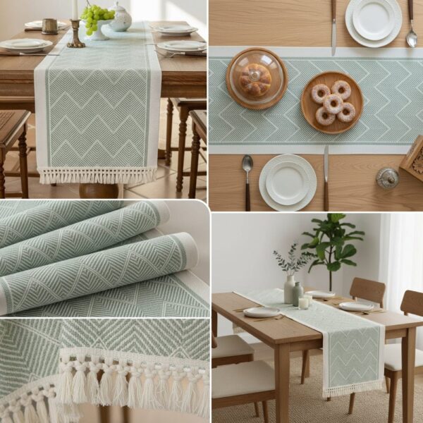 chemin de table chevron vert