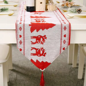 Chemin de table rouge motifs nordiques