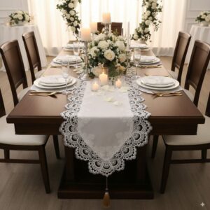 chemin de table dentelle blanc