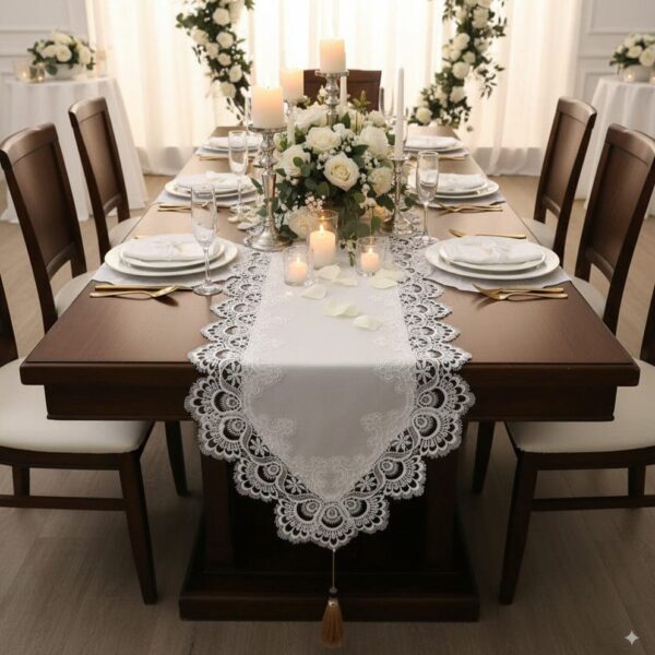 chemin de table dentelle blanc