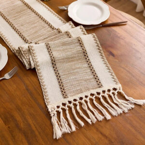 chemin de table écru mariage macramé
