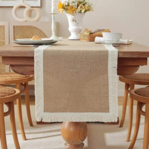 chemin de table jute blanc écologique