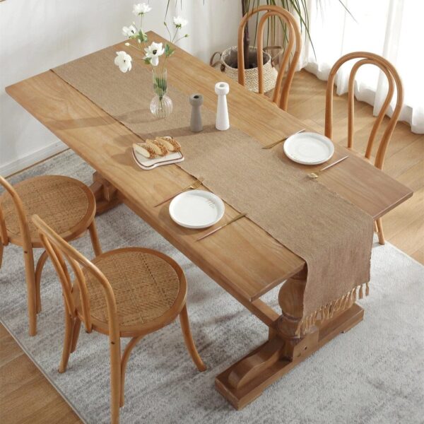 chemin de table en lin caramel