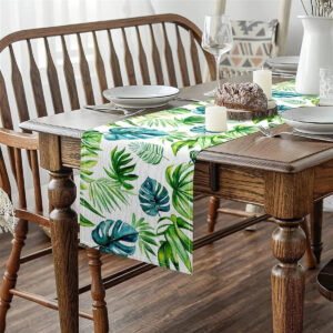 Chemin de Table Feuille Tropicale en lin