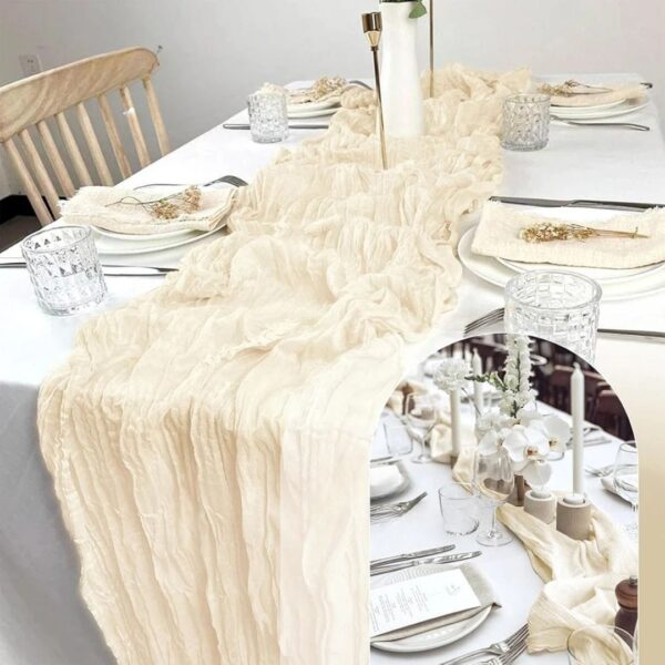 Chemin de table beige gaze coton