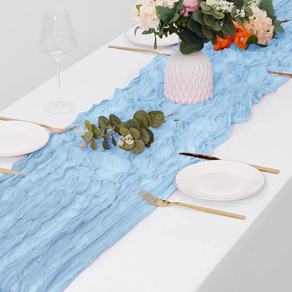 chemin de table gaze coton bleu