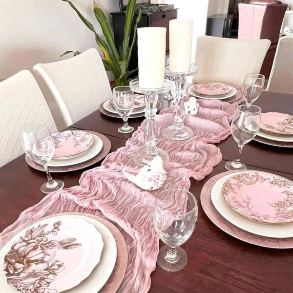 Chemin de Table Gaze Coton Rose