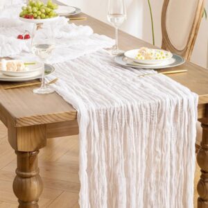Deco-Chemin De Table en gaze de coton blanc