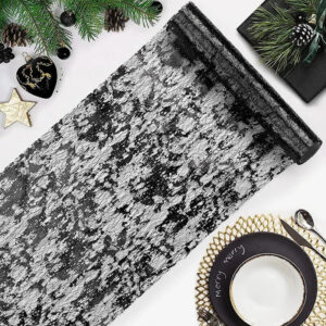 Deco-Chemin De Table noir texturé