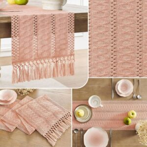 tissage ajouré lin rose