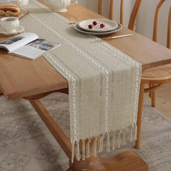 chemin de table lin taupe élégance