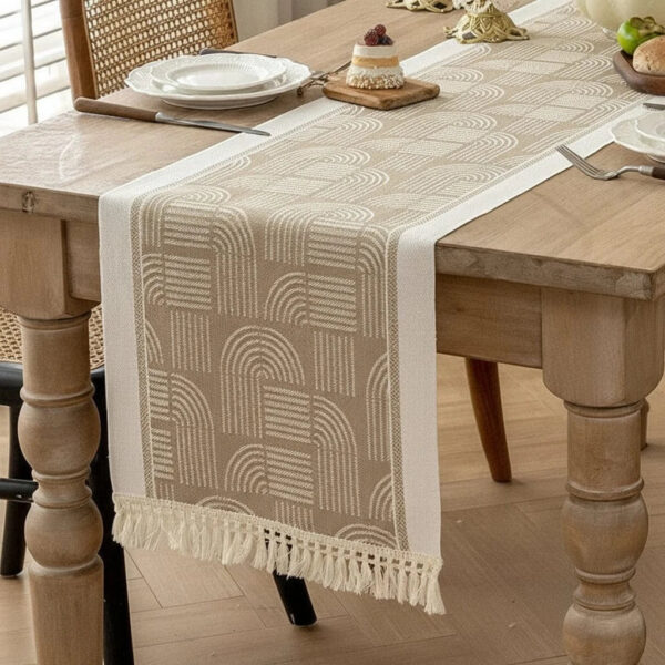 chemin de table art déco marron beige