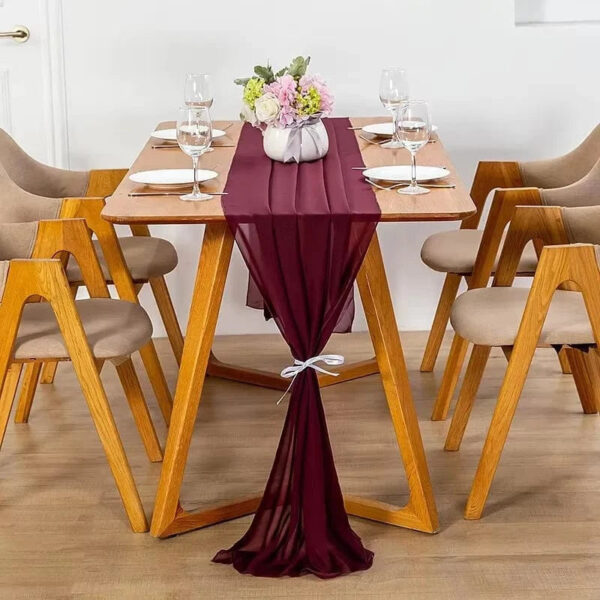 chemin de table mousseline bordeaux