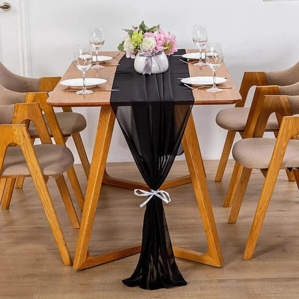 deco chemin de table mousseline noir