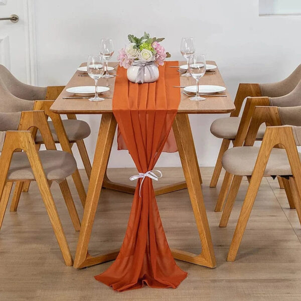 chemin de table mousseline terracotta