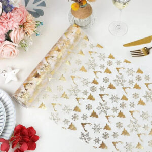 chemin de table or argent motifs festifs