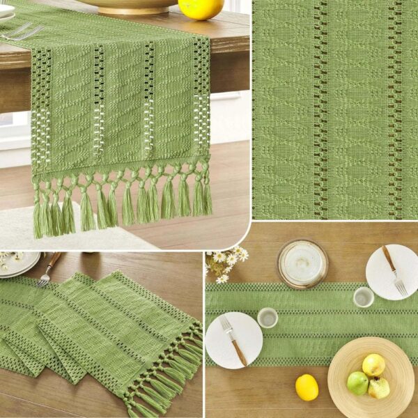 Chemin de Table Vert Olive élégant