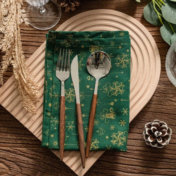serviette de table Noël verte