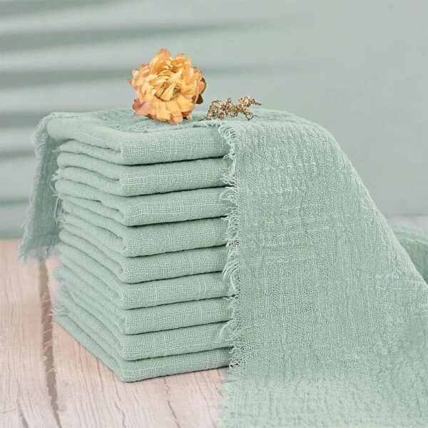 serviettes vertes effilochées